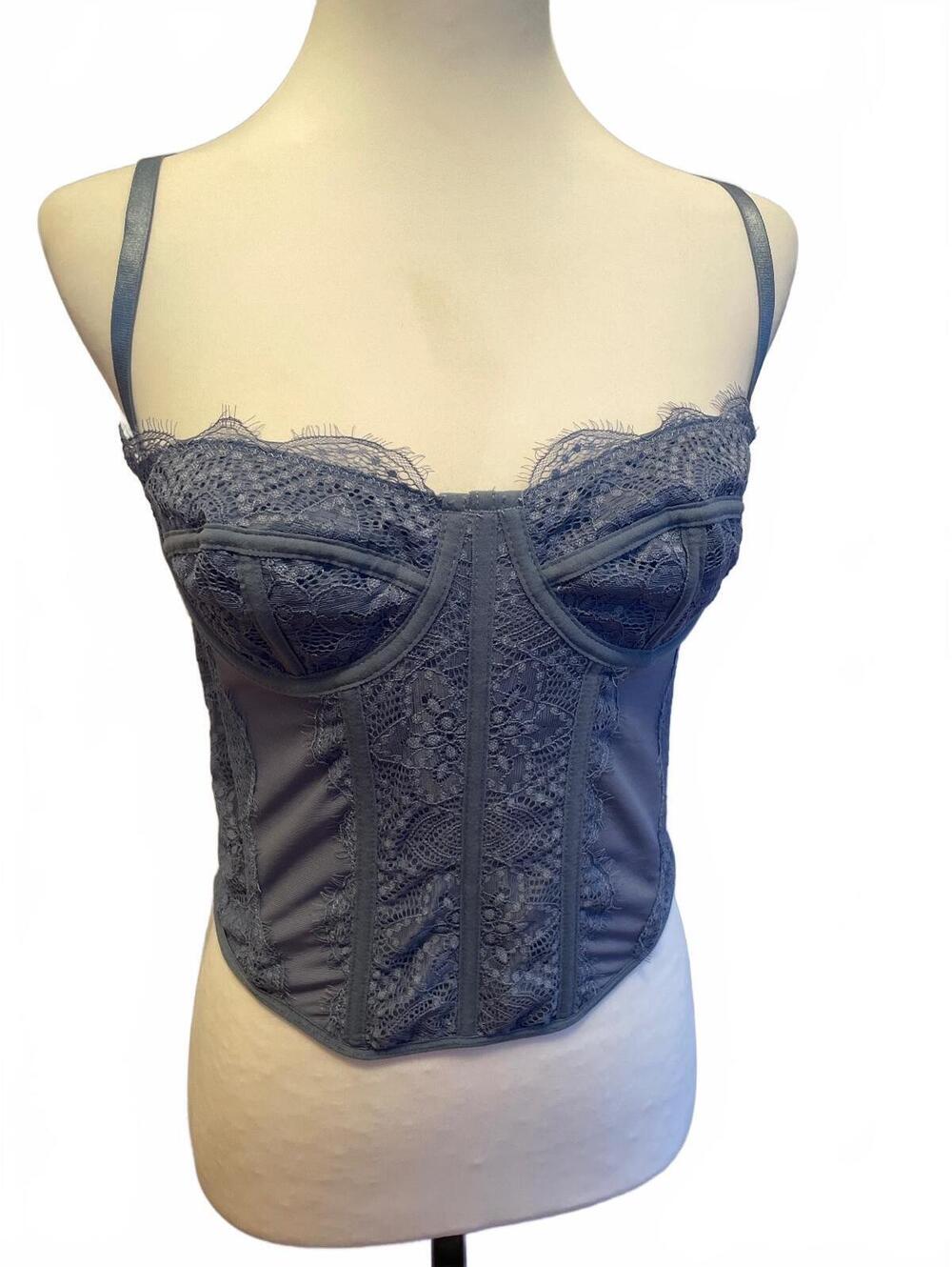 Lace Bustier Corset Light Blue Size Medium New With Tags